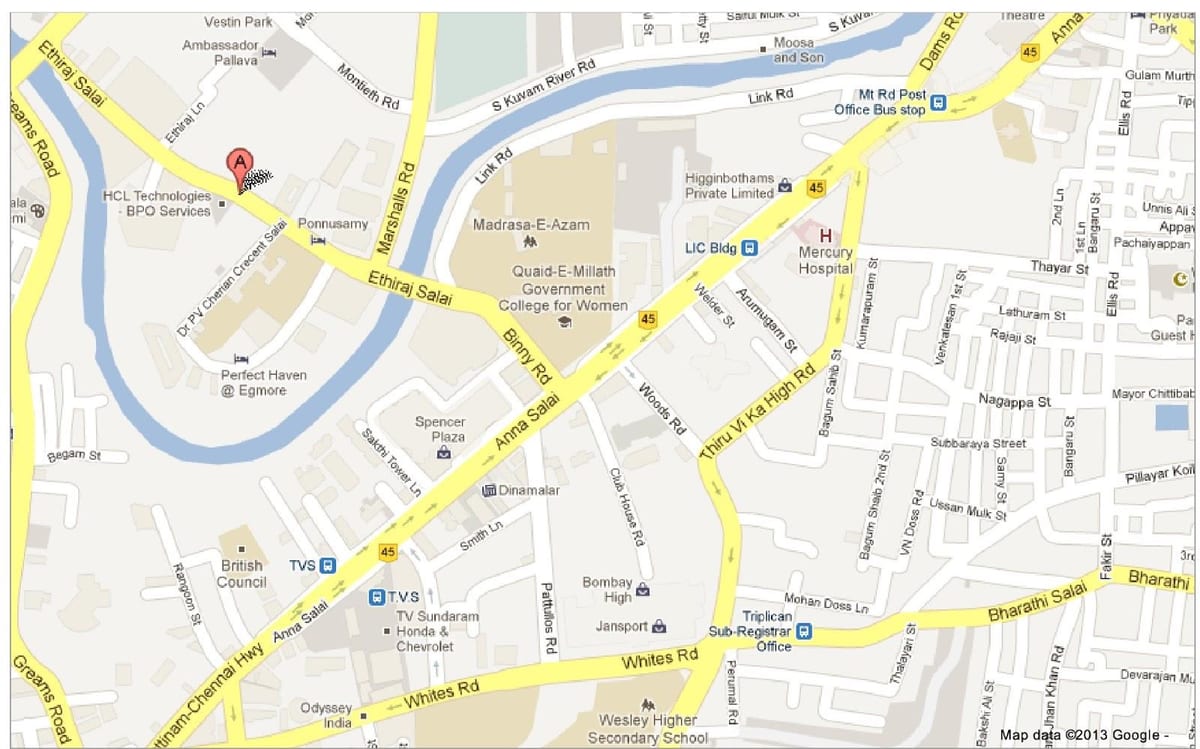 Anna Salai grada Chennai karti