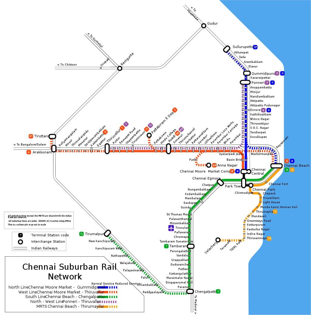 Chennai prigradskim željezničkim karti