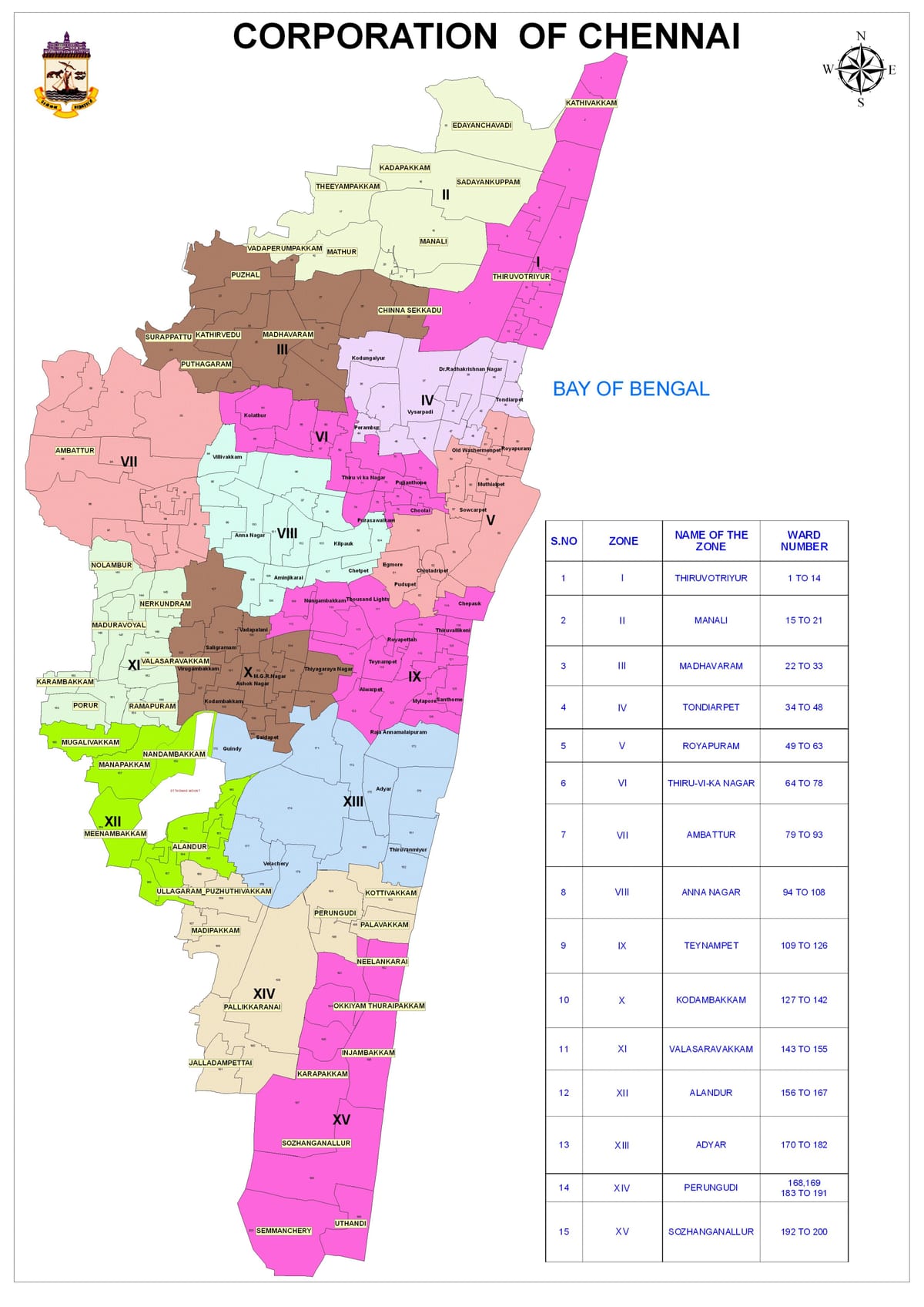 Chennai korporacije Ward karti