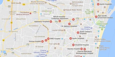 Karta Chennai bolnice 