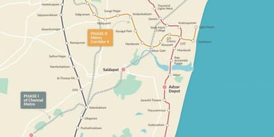 Metro Željeznički zemljište rute Chennai karta 2